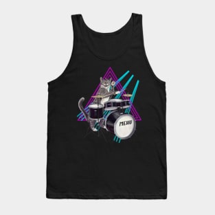 Cat Drummer - Rock band kitty playing the drums Tank Top